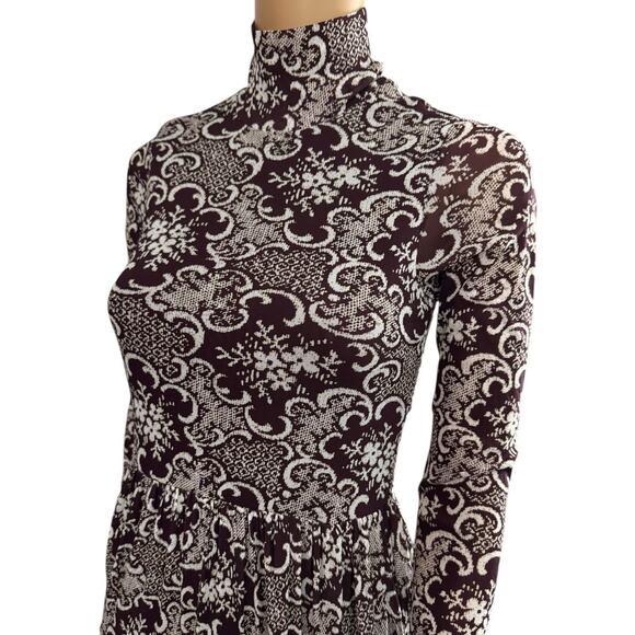 Rebecca Taylor Rochelle Fleur Pleated Maxi Dress Size Small Paisley Raisin Brown - Picture 4 of 11